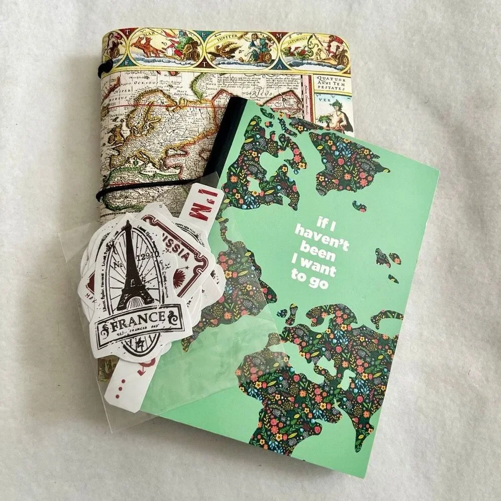 Travel Planner World Map Journal and Stickers Set
